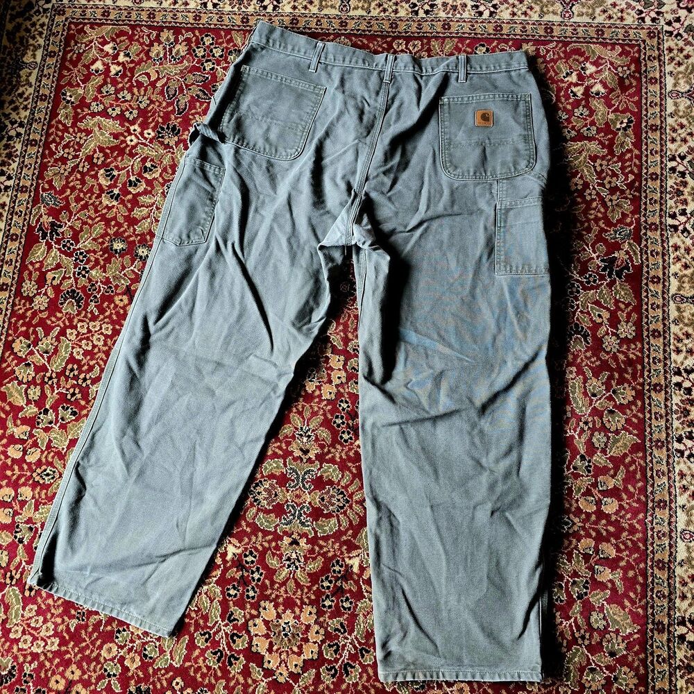 Carhartt Men 44x32 Original Dungaree Fit Carpenter Jeans Green Work Wear